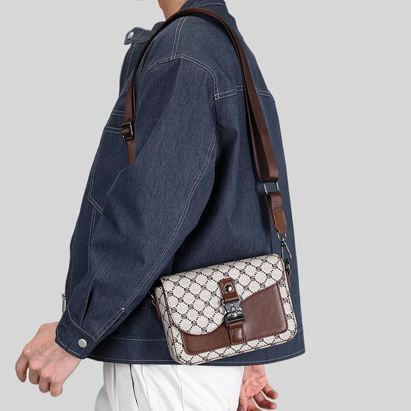 Men's Fashion PU Leather Minimalist Crossbody Messenger Bag