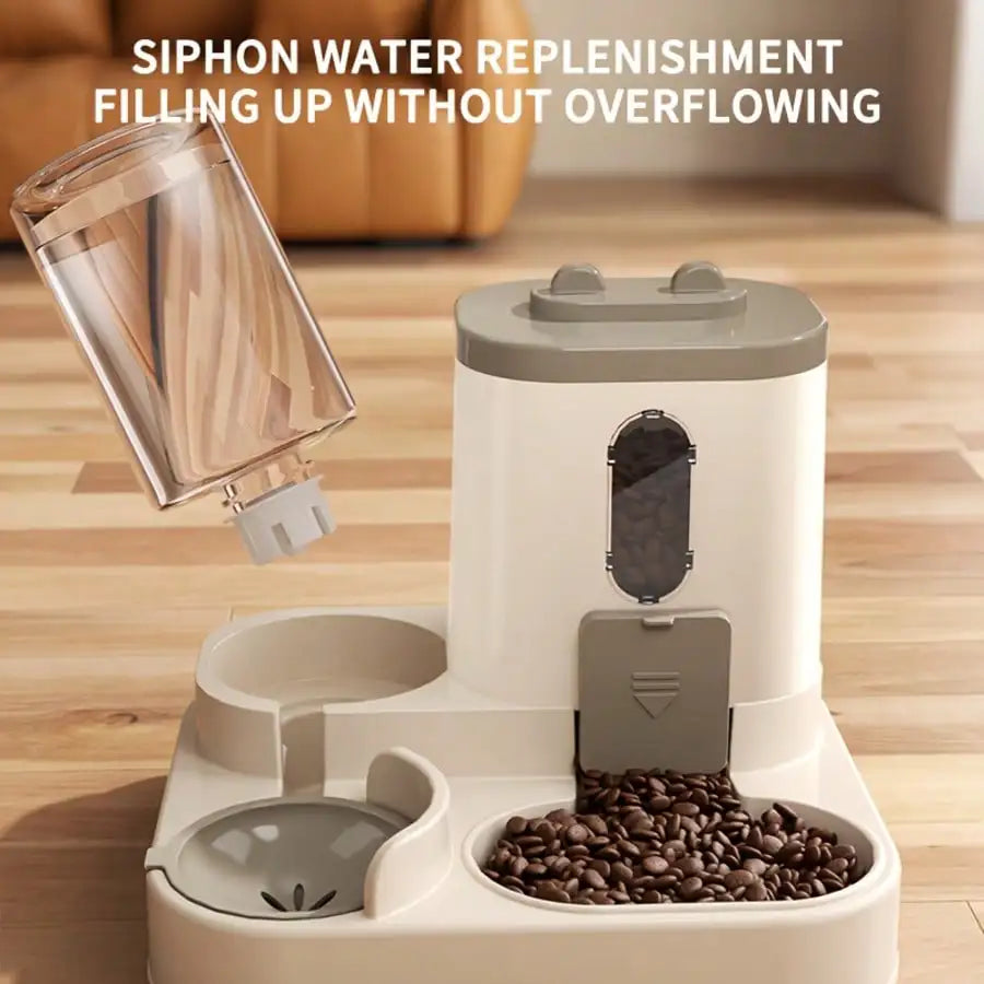 2-in-1 Automatic Cat Feeder and Water Dispenser Dual Pet Bowl for Small Dogs and Kittens