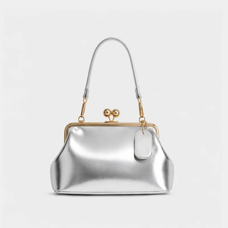Women's Retro Kiss Lock Frame Shoulder Clutch Bag