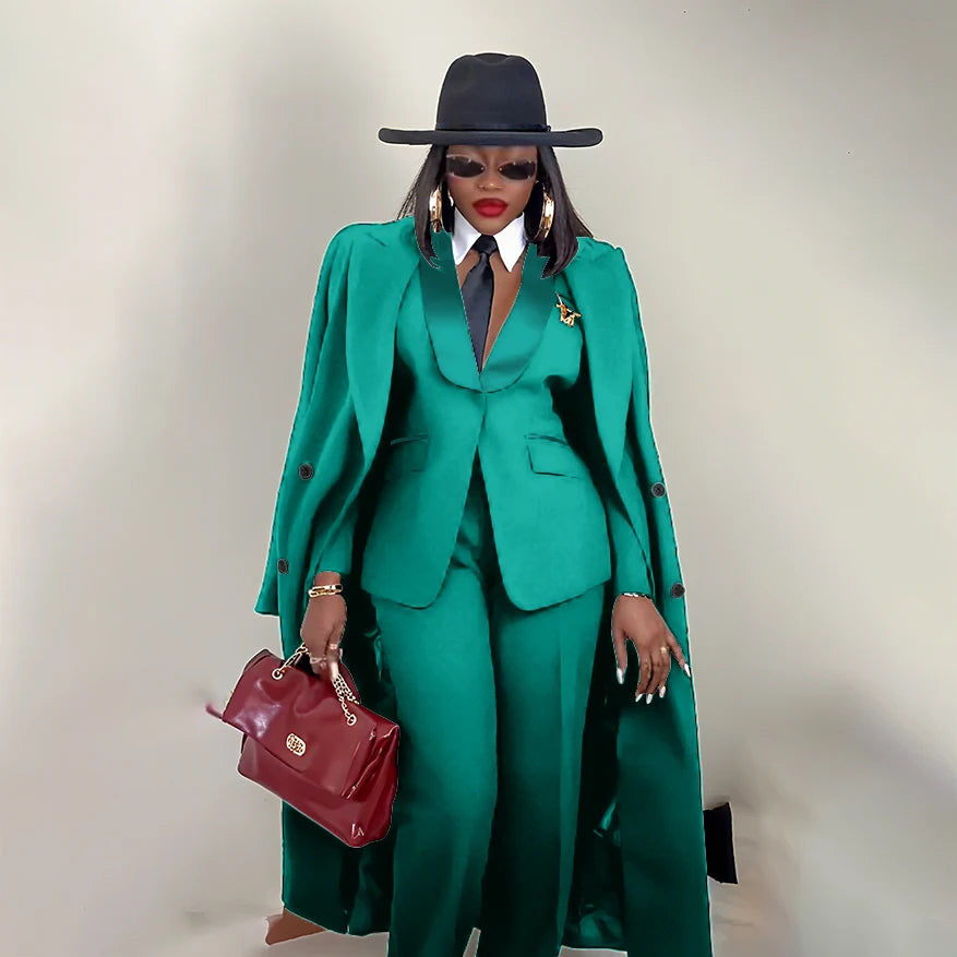 Men's Tailored Three-Piece Blazer Vest and Pants Suit