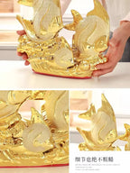 Gold Couple Fish Ceramic Ornament and Porcelain Desktop Figurine