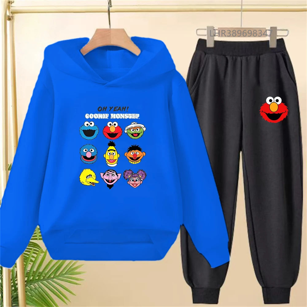 Kids' Printed Hooded Sweatshirt Pants Two-Piece Set