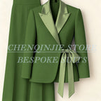Women's Tailored Blazer Wide Leg Pants Suit