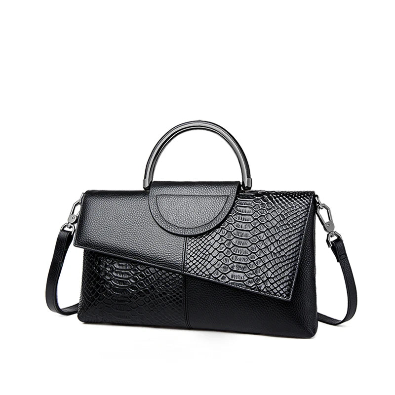 Women's Alligator Pattern PU Leather Flap Shoulder Crossbody Bag