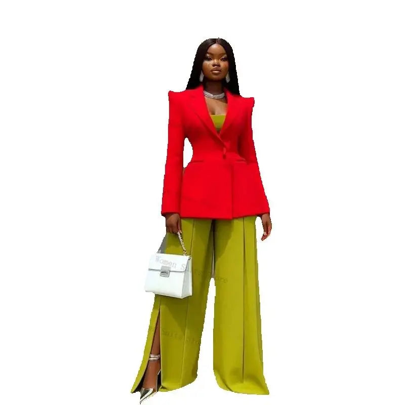 Women's Formal Blazer and Pants 2-Piece Suit Set