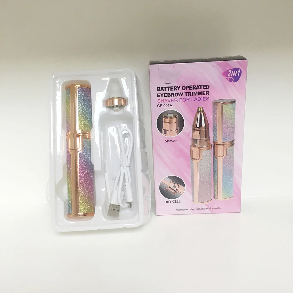 Women's 2-in-1 Electric Eyebrow Trimmer Facial Hair Epilator Shaver