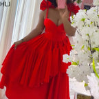 Women's Bow Ruffle Patchwork Backless Maxi Dress