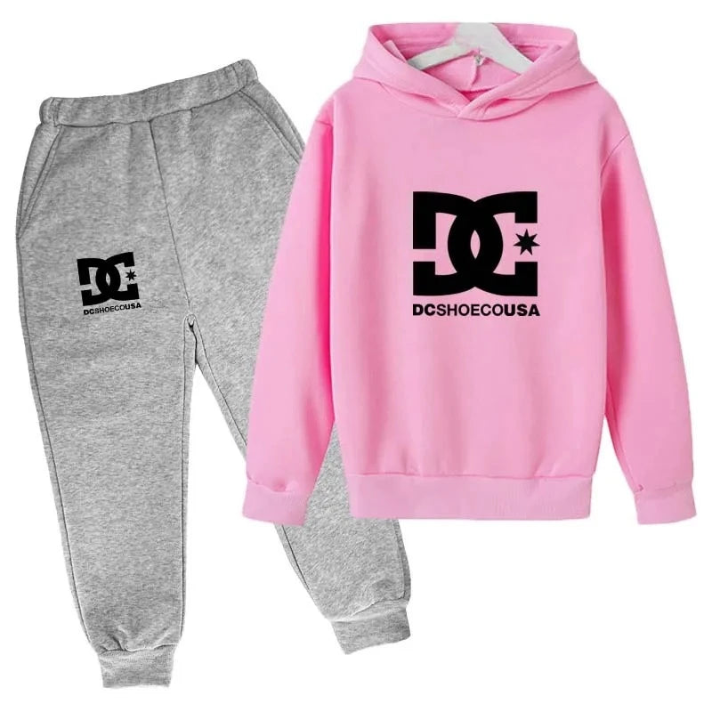 Kids' Casual Simple Print Hoodie Pants Two-Piece Set
