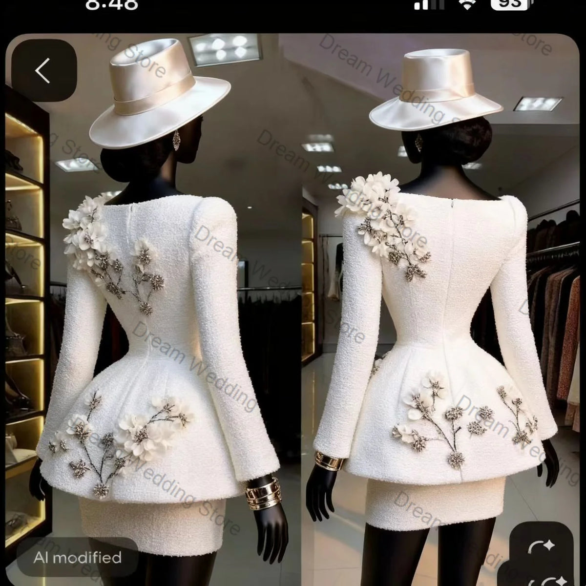 Women's 3D Flower Blazer and Mini Dress 2-Piece Suit Set