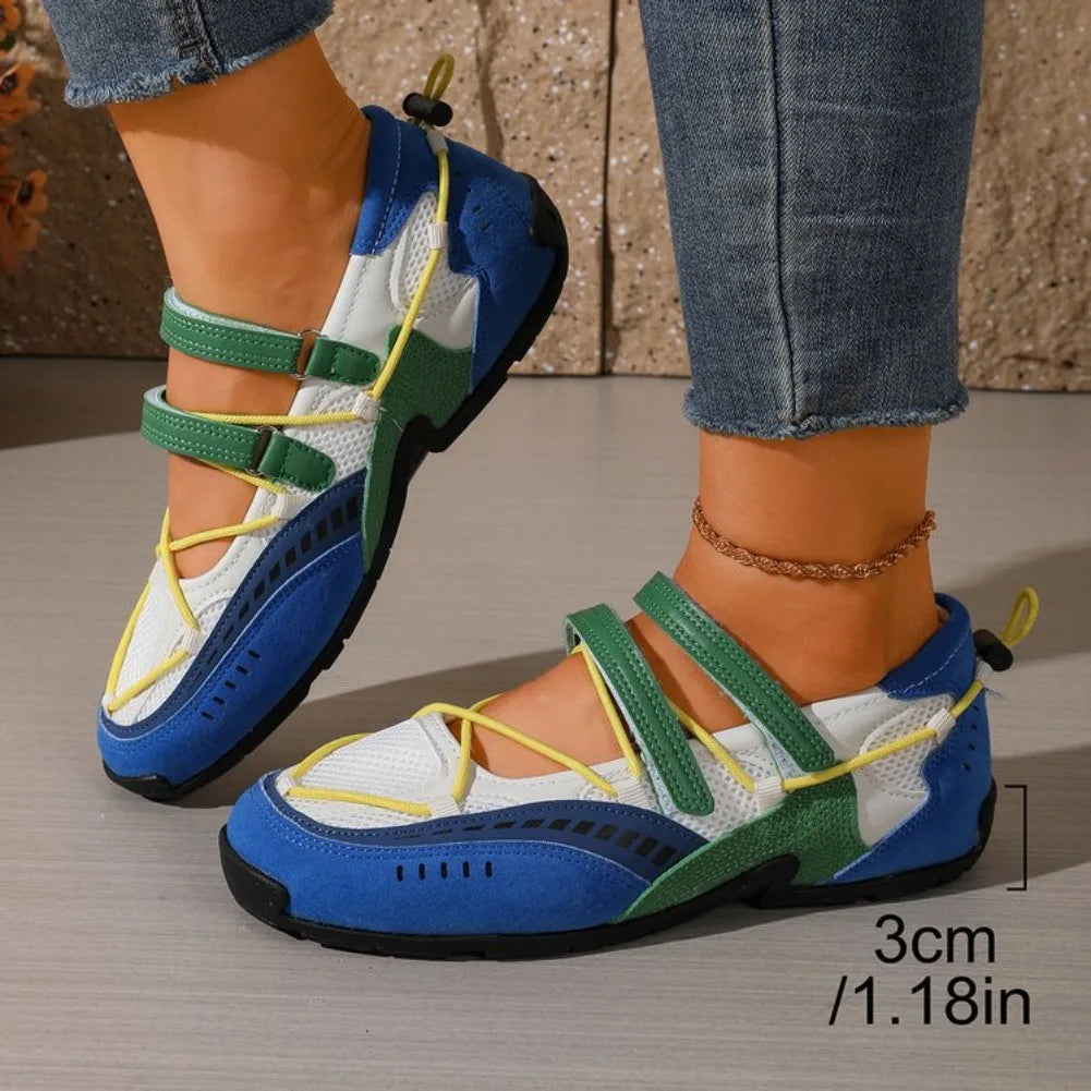 Women's Round Toe Mesh Mary Jane Flat Shoes