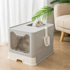 Foldable Hooded Cat Litter Box and Drawer Toilet Pan