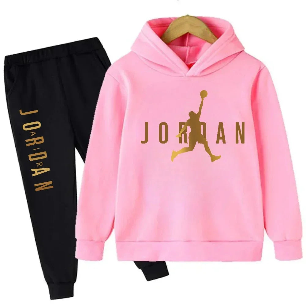 Kids' Slam Dunk Pattern Hoodie Pants Two-Piece Set