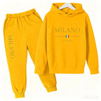 Kids' Letter Printed Hooded Jacket Pants Two-Piece Set