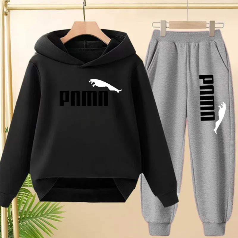 Kids' Letter Printed Hoodie Pants Two-Piece Set