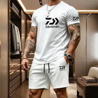 Men's Casual Round Neck T-Shirt and Drawstring Shorts Set