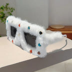 Women's Trendy Furry Rhinestone Square Oversized Sunglasses