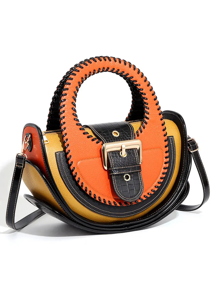 Women's Large Capacity Leather Top Handle Crossbody Bag