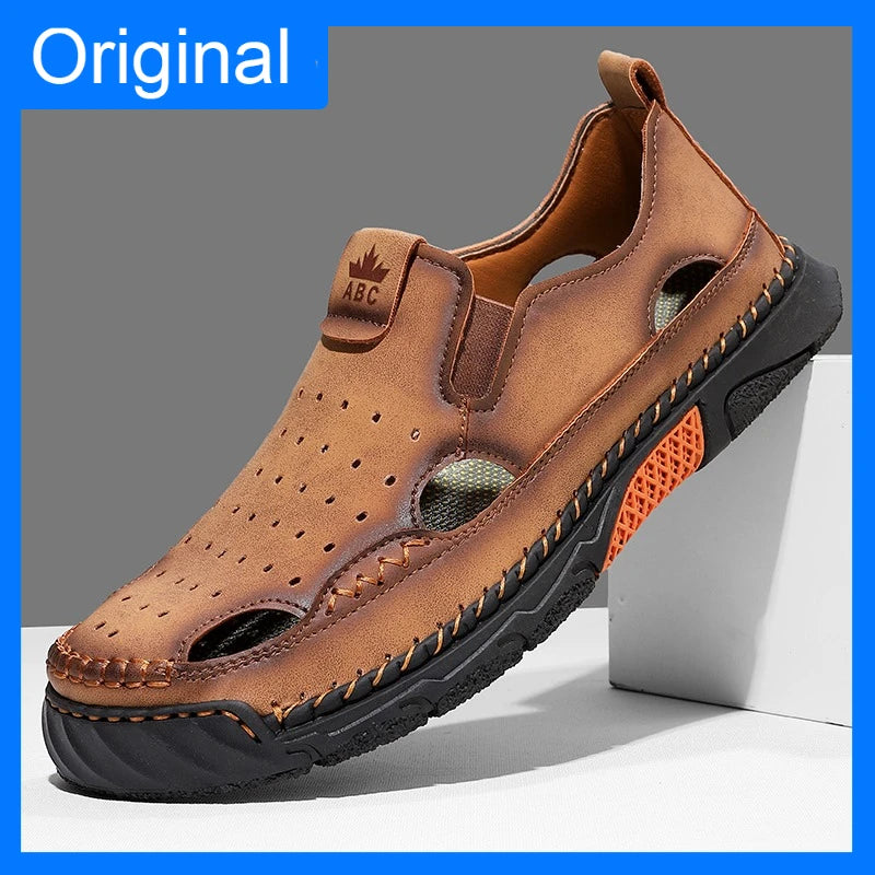 Men's Comfortable Slip-on Casual Leather Walking Sandals