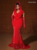 Women's Sexy Hooded Fishtail Floor Length Maxi Dress