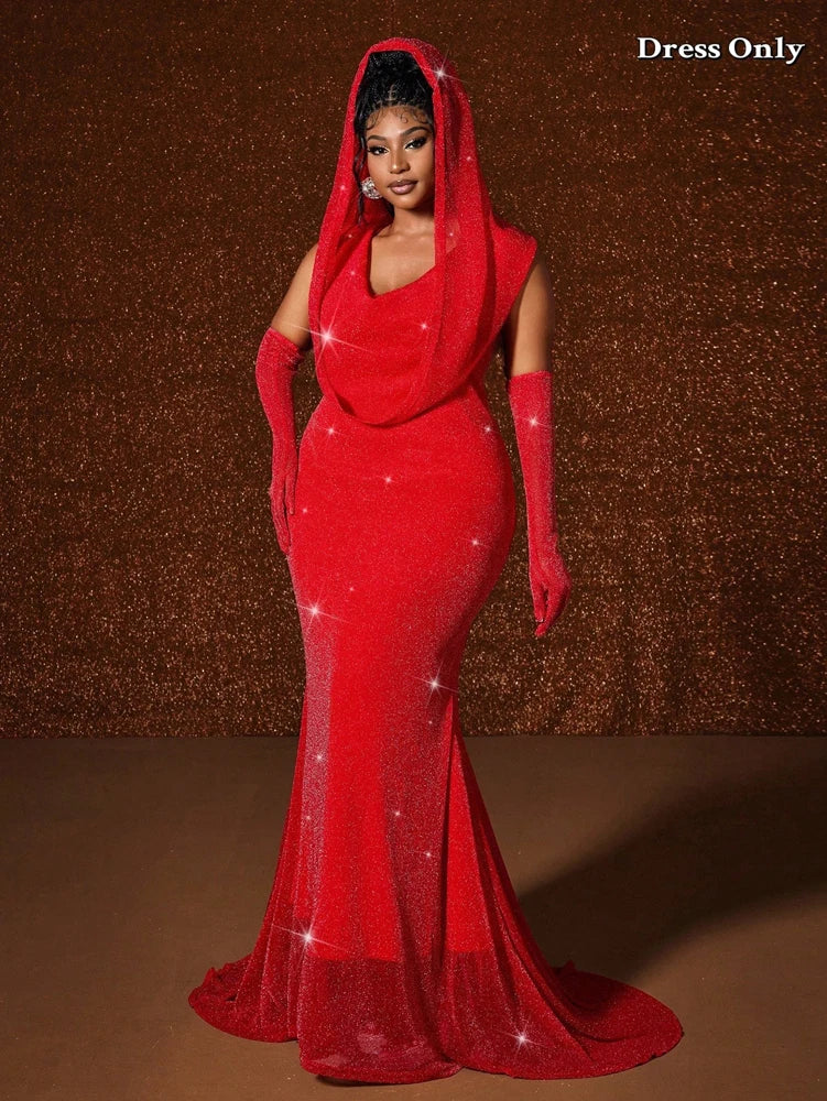Women's Sexy Hooded Fishtail Floor Length Maxi Dress