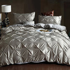 Chiffon Pinched Flower Duvet Cover and Soft Bedding Set