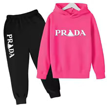 Kids' Pattern Hooded Sweatshirt Pants Two-Piece Set