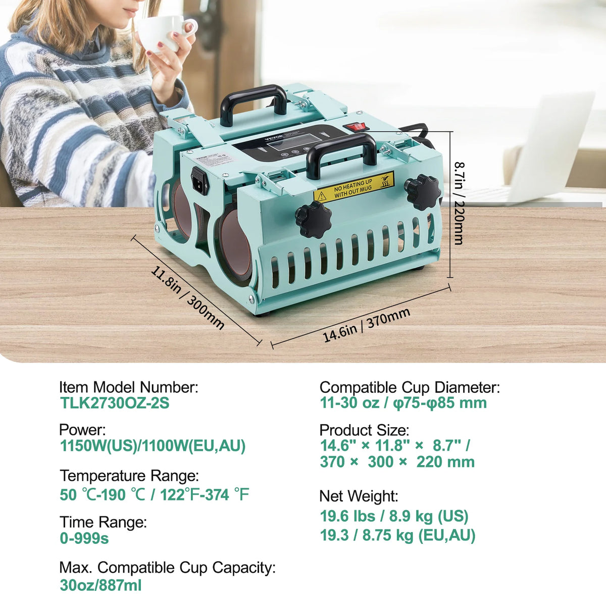 Tumbler Heat Press Machine and Dual Station Mug Sublimation Kit