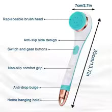 Electric Body Brush Back Scrubber Waterproof Rechargeable Exfoliating Massage Set