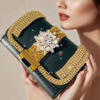 Rhinestone Embellished Women's Two-Layer Folding Wallet with Coin Purse