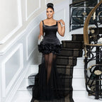 Women's Sexy 3D Flower Mesh Bodycon Maxi Dress