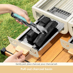 Portable Charcoal Barbecue Grill and Dual-Side Camping Stove