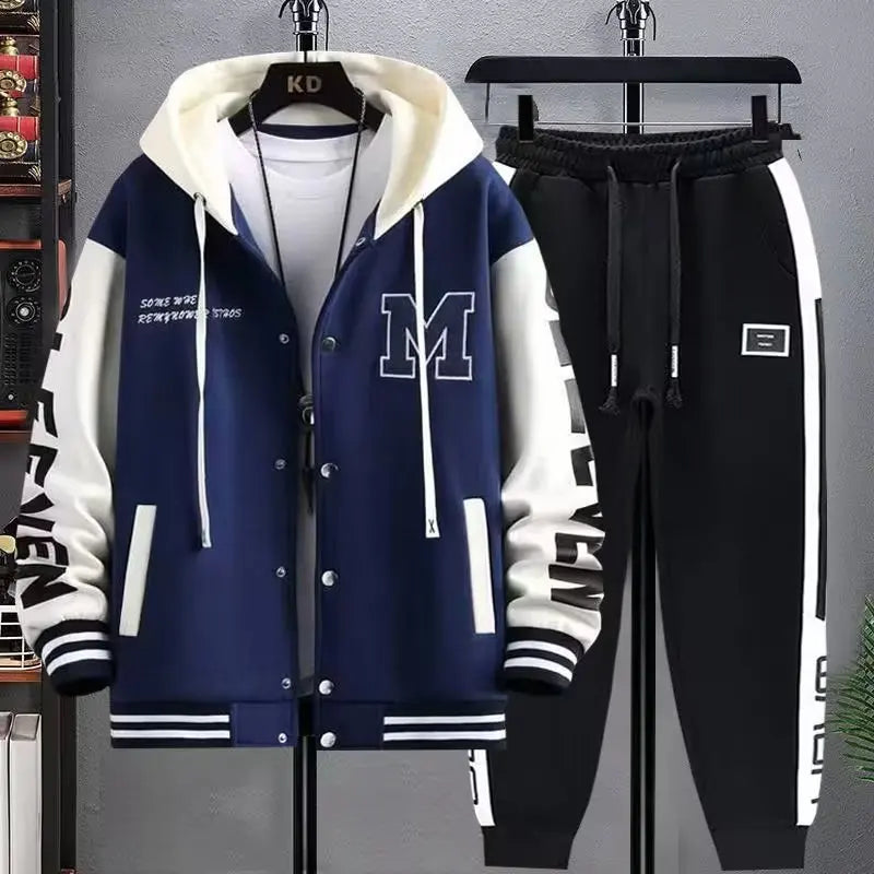 Men's Casual Hooded Sweatshirt and Jogger Pants Tracksuit Set