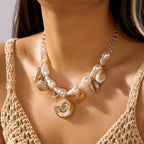 Women's Fashion Bohemian Shell Starfish Imitation Pearl Choker Necklace