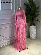 Women's Printed Square Neck Long Sleeve Maxi Dress