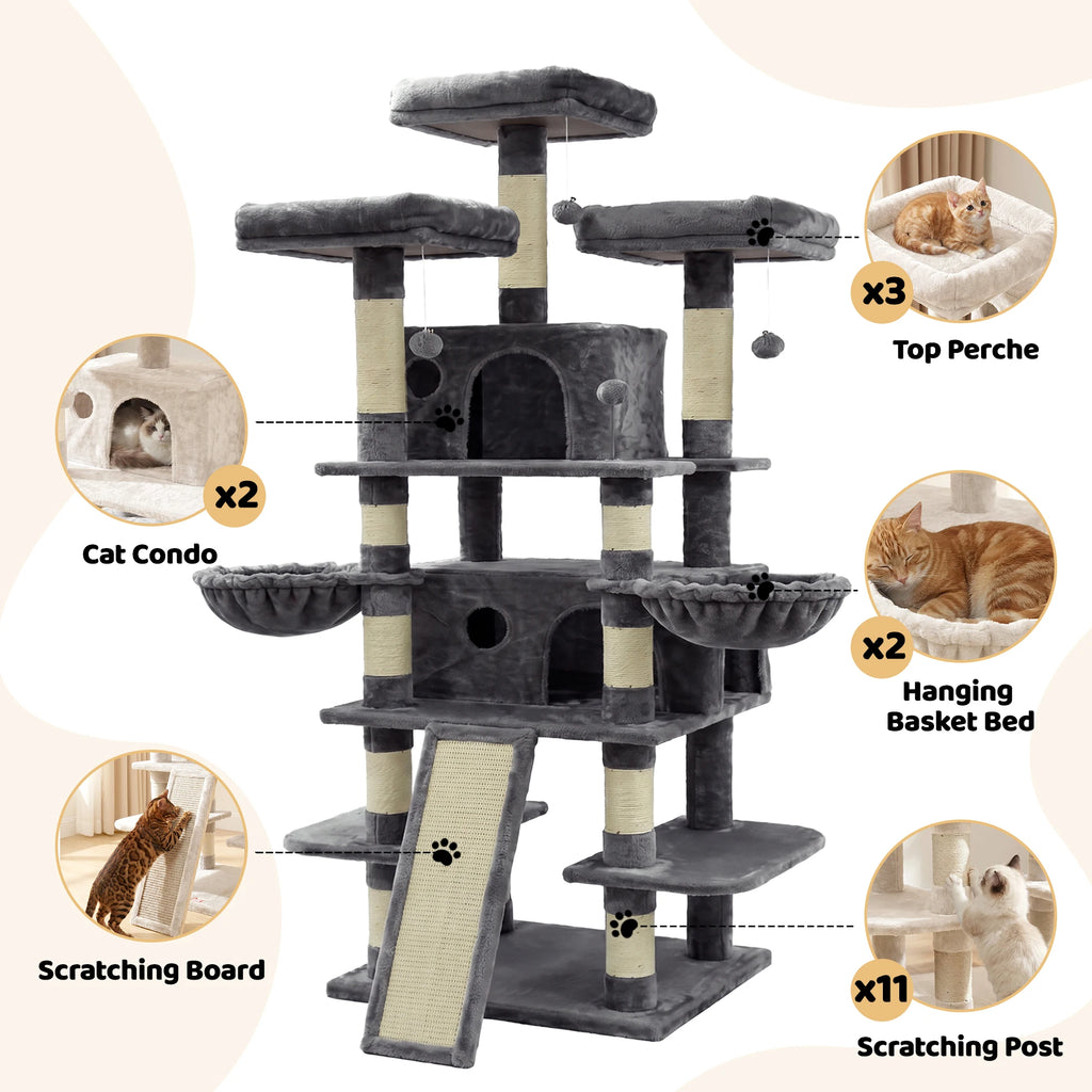 68-Inch Multi Level Indoor Cat Tree Tower