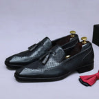 Men's Mesh Tassel Genuine Cowhide Leather Loafers