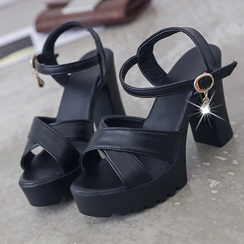 Women's Platform Wedge Sandals Open Toe Buckle Strap Pumps