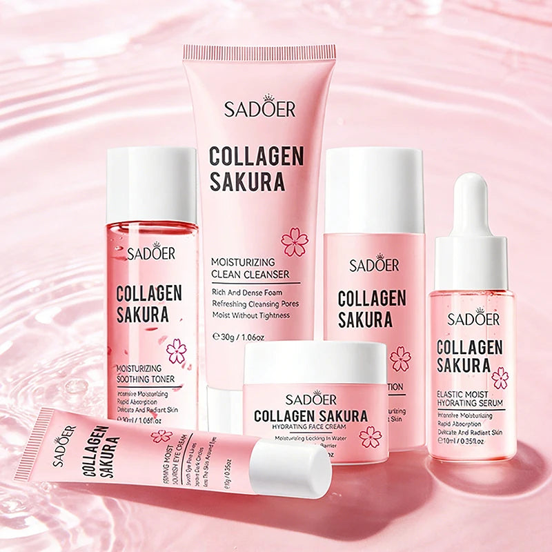 Sakura Moisturizing Face Skin Care 6-Piece Travel Set