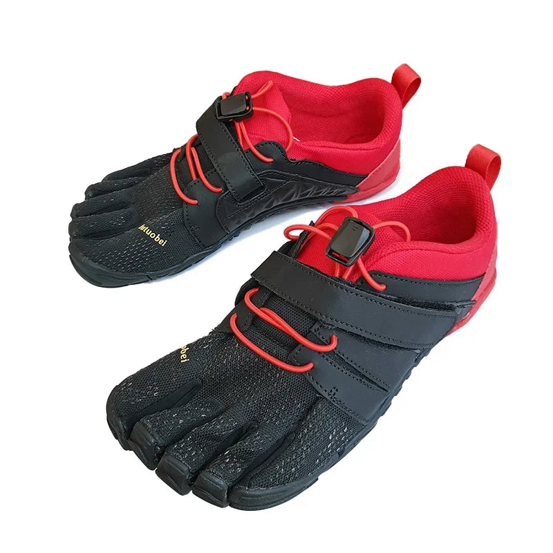 Unisex Cotton Five-Finger Athletic Shoes Hook & Loop Patchwork Sneakers