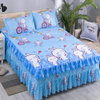 Lace Skirt Bed Sheet and Fitted Bedspread Set