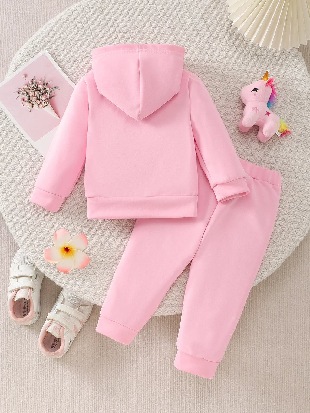 Baby Girls' Leopard Heart Print Hoodie Sweatpants Two-Piece Set