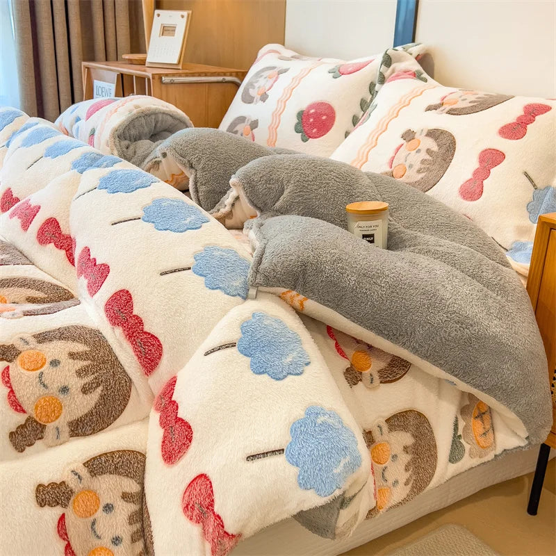 Thick Warm Lamb Fleece Blanket and Soft Milk Fleece Comforter