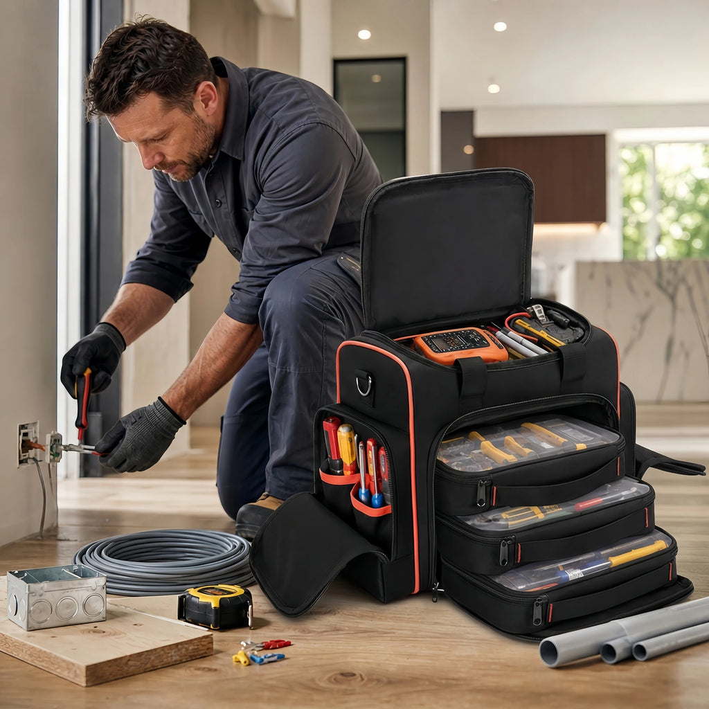 16 Inch Rolling Tool Bag with Wheels and Waterproof Storage Tote