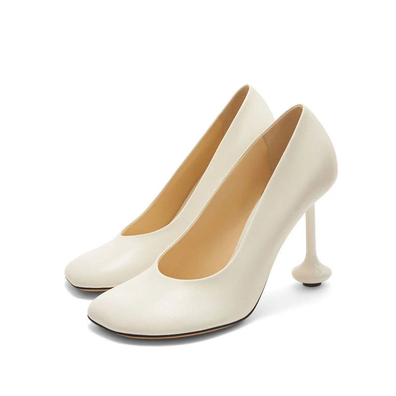 Women's Fuzzy Round Toe Wine Glass High Heel Pumps
