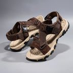 Men's Leather Outdoor Sandals Breathable Open Toe Beach Shoes