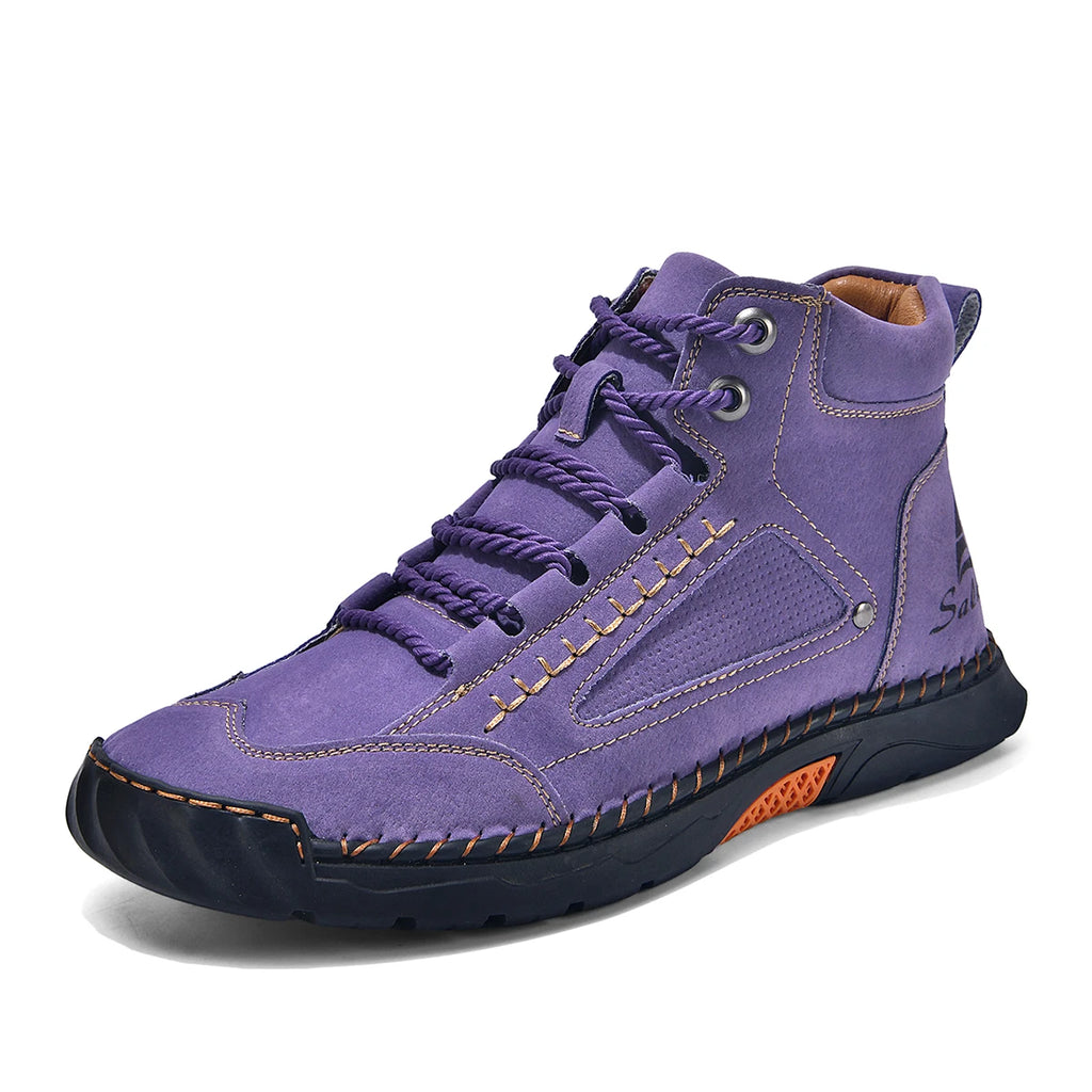 Men's Fashion Split Leather Handmade Casual Ankle Boots 2317-1