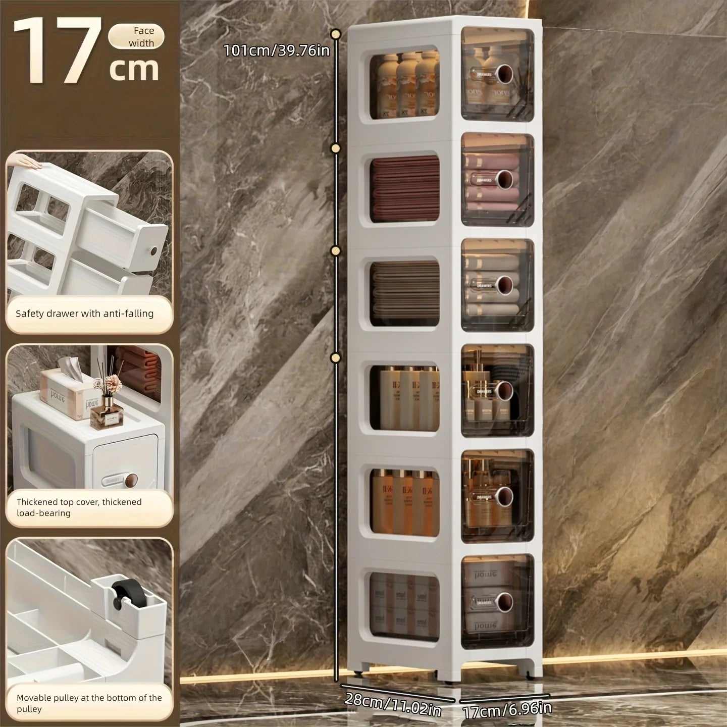 6.7 Inch Ultra Narrow Slit Storage Cabinet with Drawers