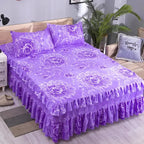 Lace Skirt Bed Sheet and Fitted Bedspread Set