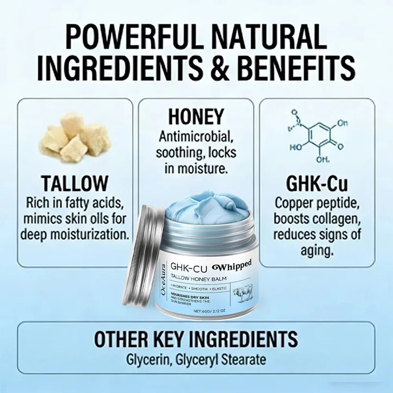 Copper Peptides PDRN GHK-Cu Beef Tallow Blue Balm Moisturizer