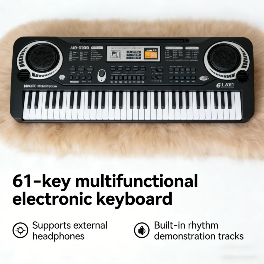 Portable 61 Keys Kids Electronic Keyboard Piano with Microphone